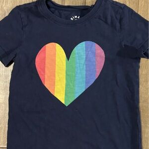 Primary RAINBOW HEART T Shirt Children’s Size 4/5 Black With Rainbow Heart Kids